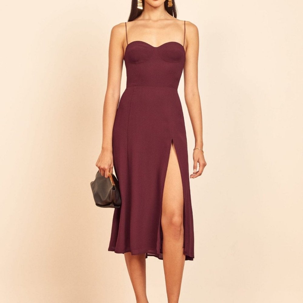 Sold Out Reformation Juliette Midi Dress with slit SIZE 2